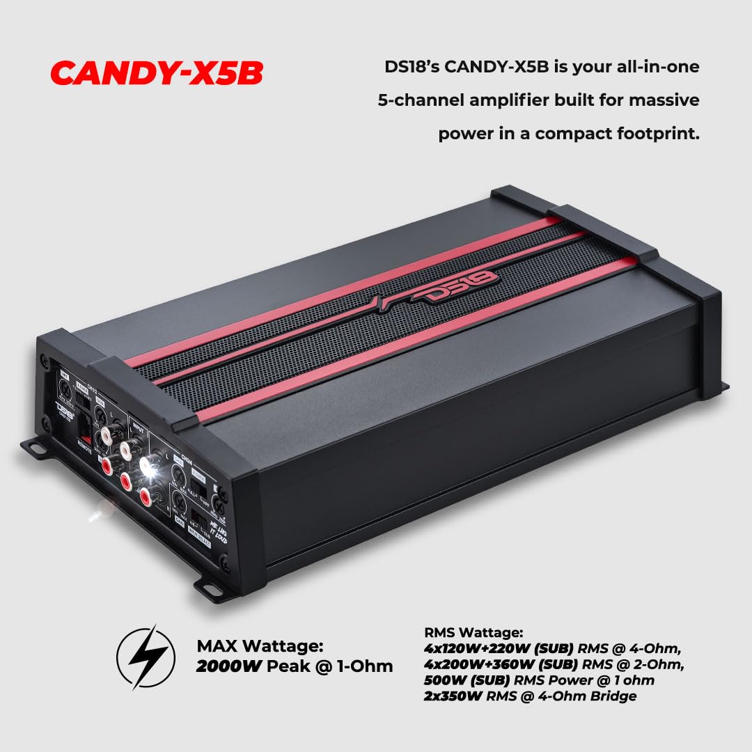 DS18 Candy-X5B back panel with inputs and outputs for flexible wiring.