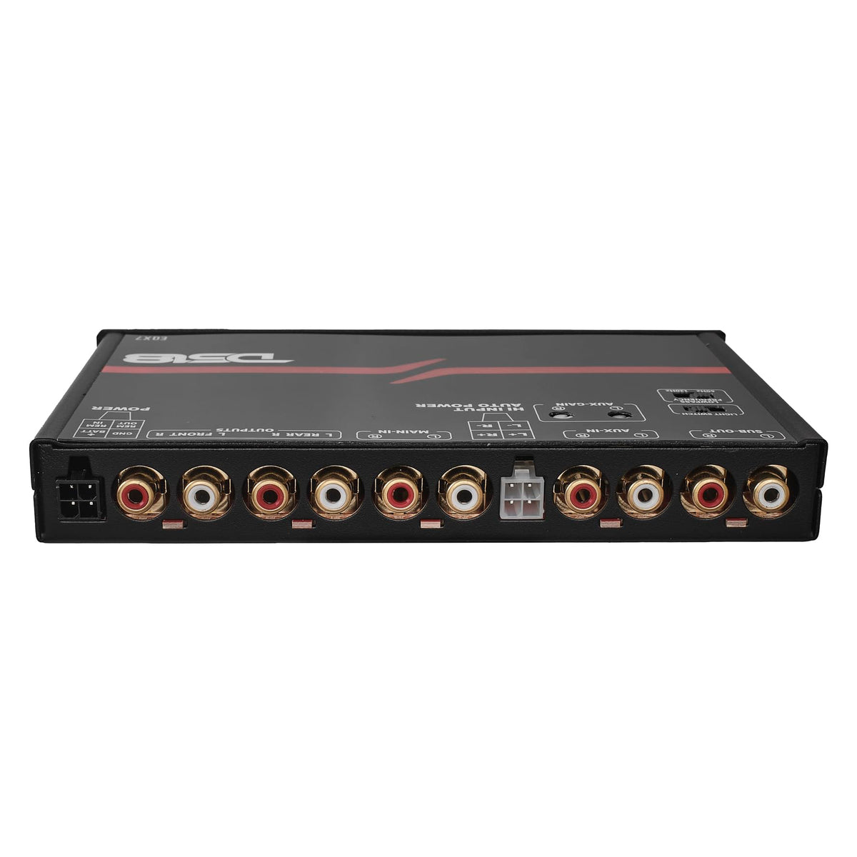 Side profile of DS18 EQX7 with dimensions to illustrate compact install footprint