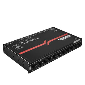 DS18 EQX7 close-up of rotary EQ controls for precise in-car tuning and adjustment
