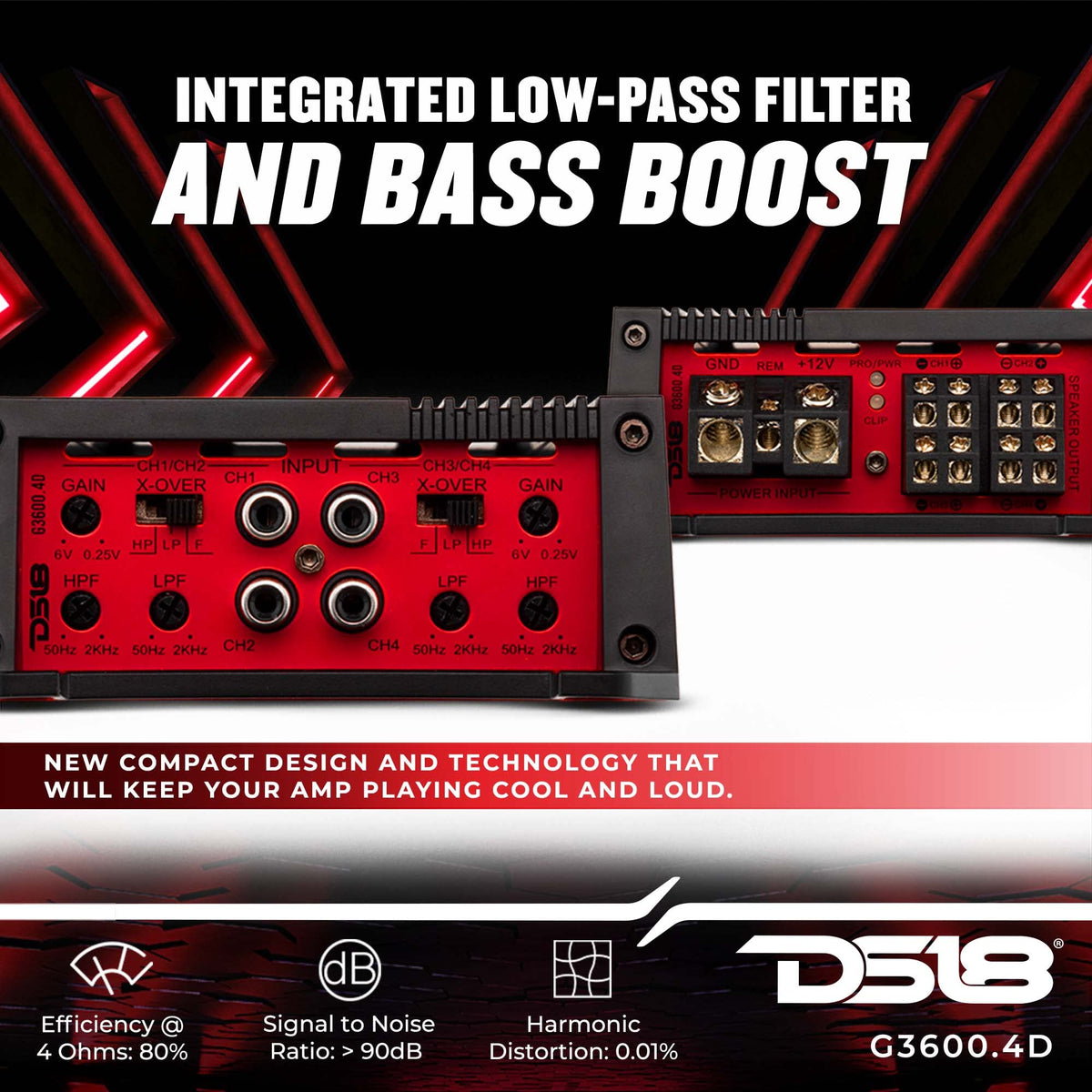 DS18 G3600.4D four-channel power supports multi-speaker systems.