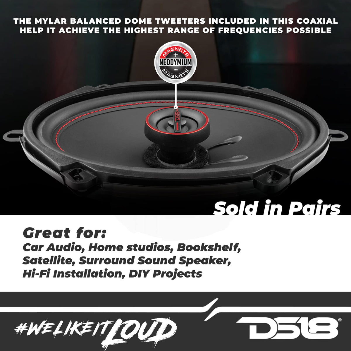 DS18 GEN-X5.7 25mm voice coil improves power handling and sensitivity