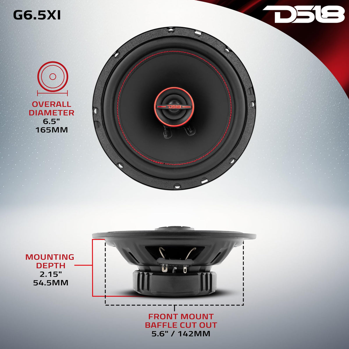 DS18 GEN-X6.5 28mm tweeter close-up emphasizes crisp higher frequencies.