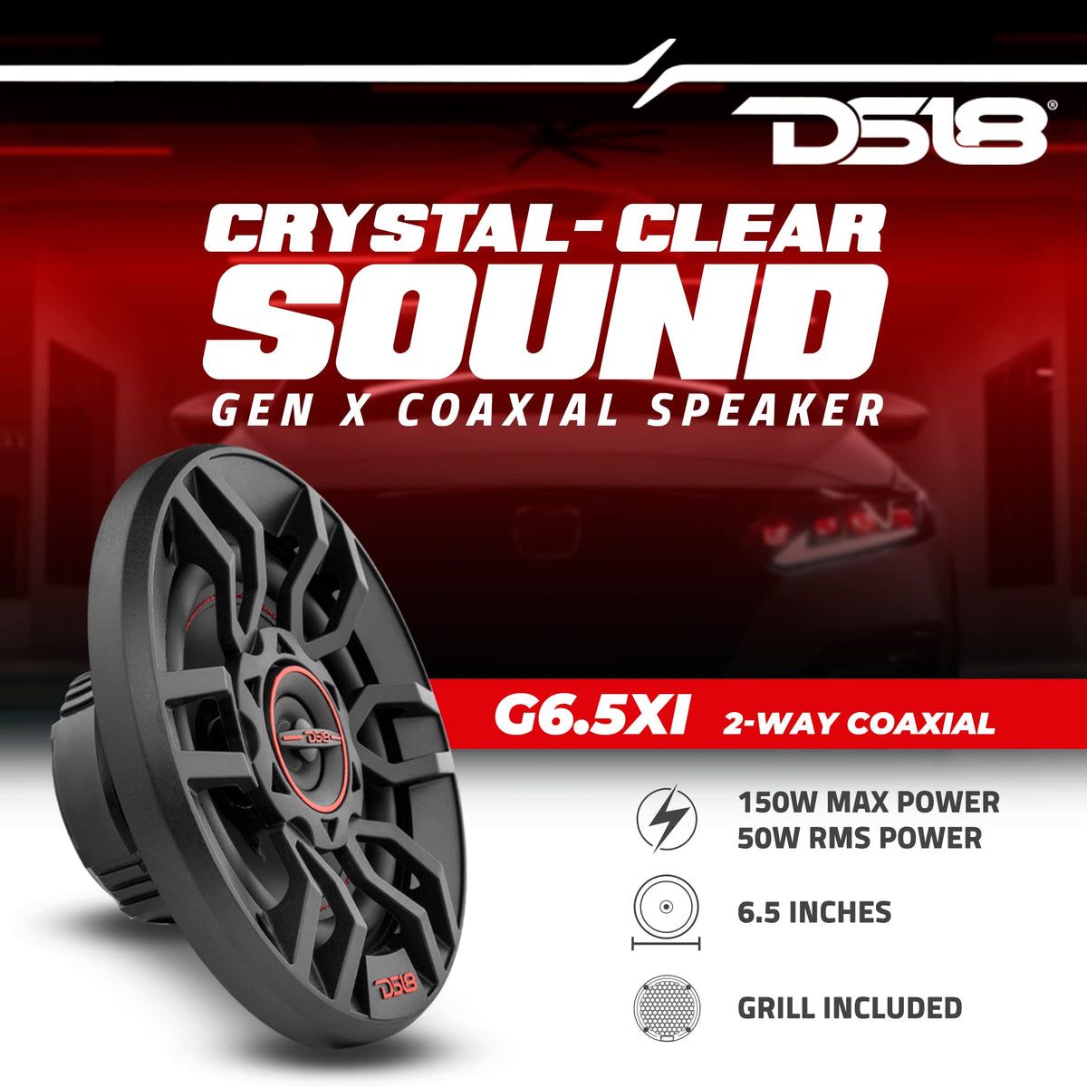 DS18 GEN-X6.5 back view reveals rugged construction and protective grille.