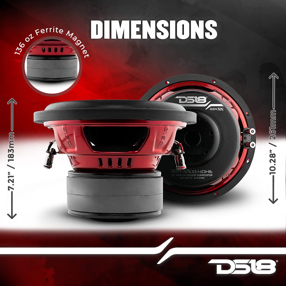 DS18 GEN-XX10.4DHE 2-inch voice coil delivers high excursion and clean midrange.