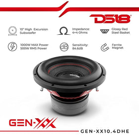 DS18 GEN-XX10.4DHE paper cone delivers responsive low-end thump.