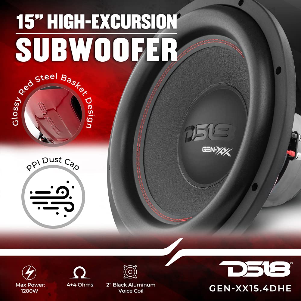 DS18 Gen-XX15-4DHE 12 inch subwoofer side magnet detail shows strong ferrite magnet