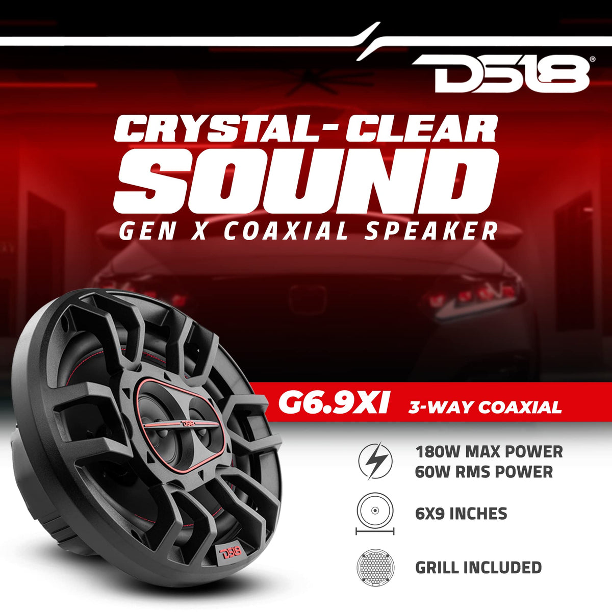 DS18 GEN-X6.9Xi tweeter close-up highlighting Mylar dome and high-frequency clarity