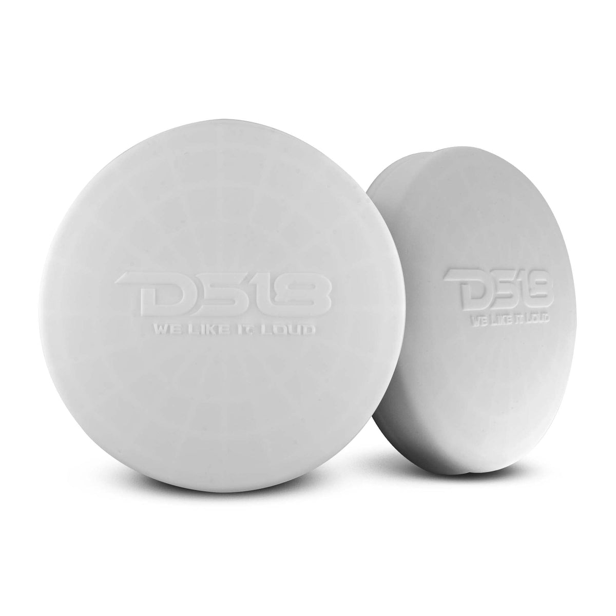 DS18 Hydro CS-6/WH cover front view protects 6.5-inch marine speakers from dust and moisture.