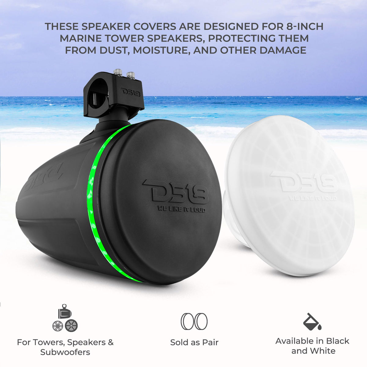 DS18 Hydro CS-8 BK silicone cover, back view, snug fit and durable silicone.