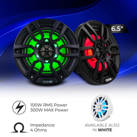 DS18 HYDRO NXL-6 RGB lighting visible for customizable color ambience on vehicles or boats