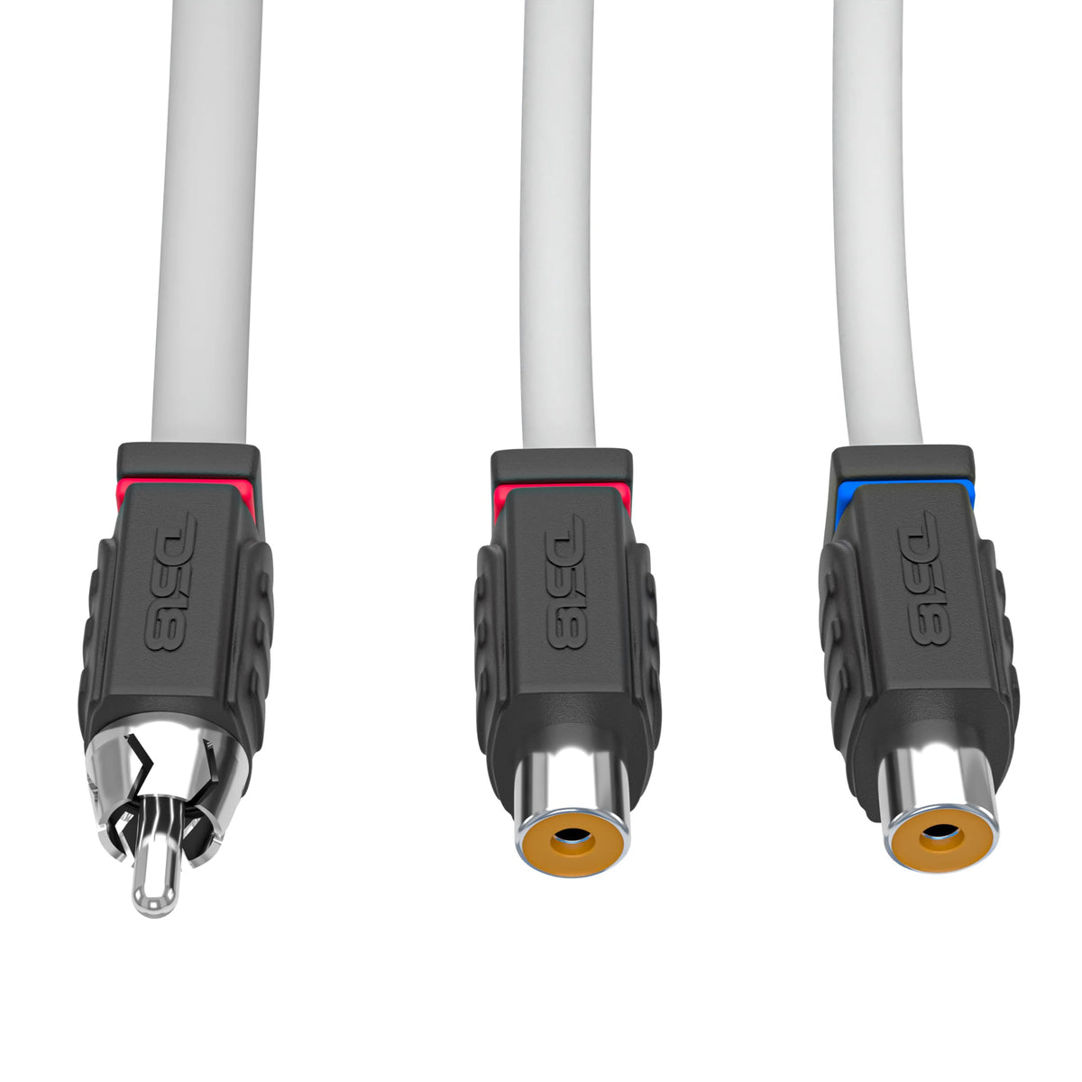 DS18 MOFCR-2F1M connectors highlighting tinned OFC cables