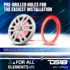 DS18 NXL-LRING8 bolted to car speaker, provides colorful accent lighting while driving