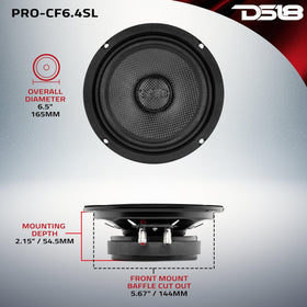 DS18 PRO-CF6.4SL rubber surround emphasizes protection in harsh environments.