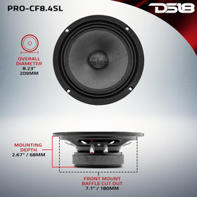 DS18 PRO-CF8.4SL 8-inch mid-bass delivers solid output in a compact body