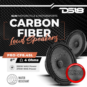 DS18 PRO-CF8.4SL carbon-fiber cone design enhances durability and clarity