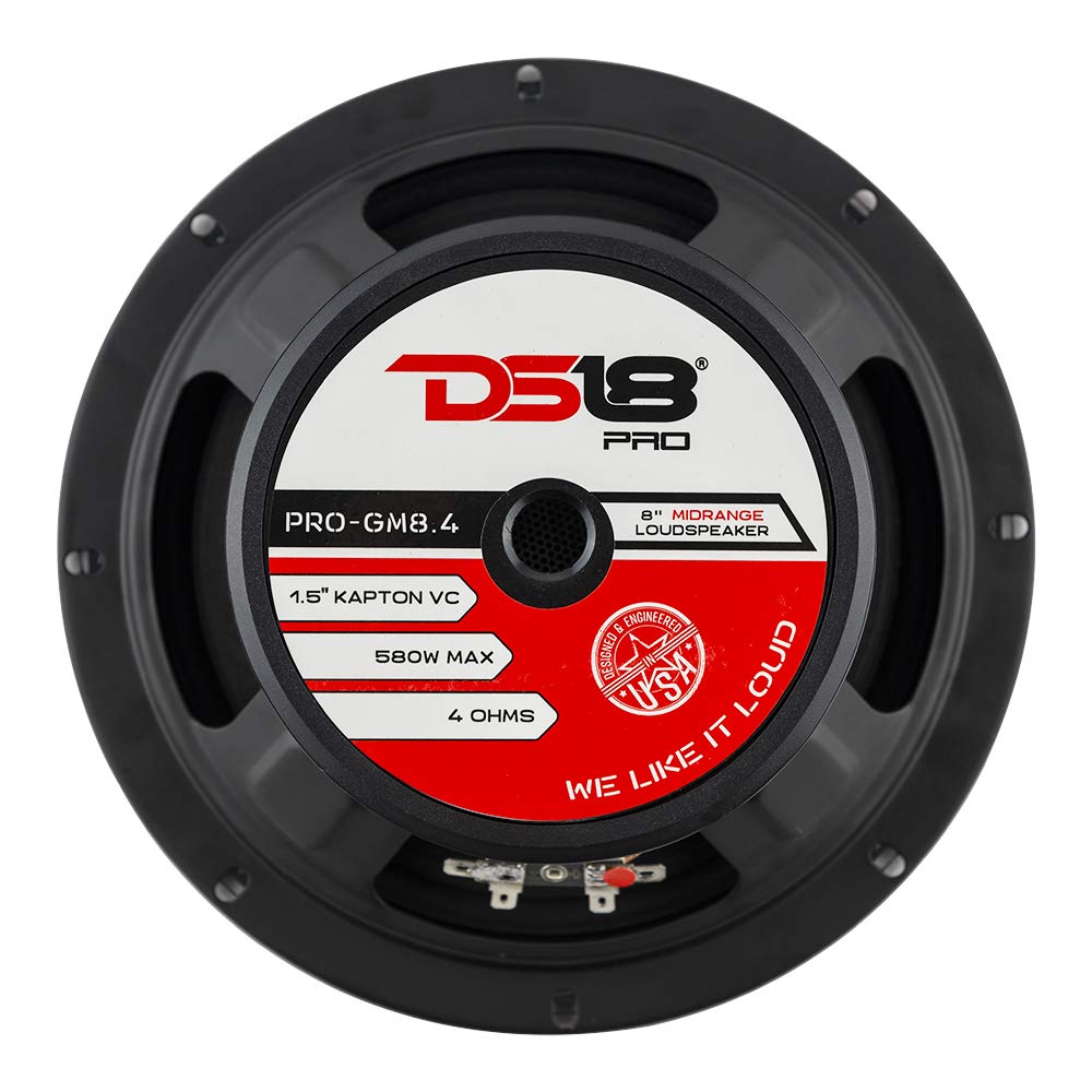 DS18 speaker beside ruler to show cut-out and mounting depth for fit
