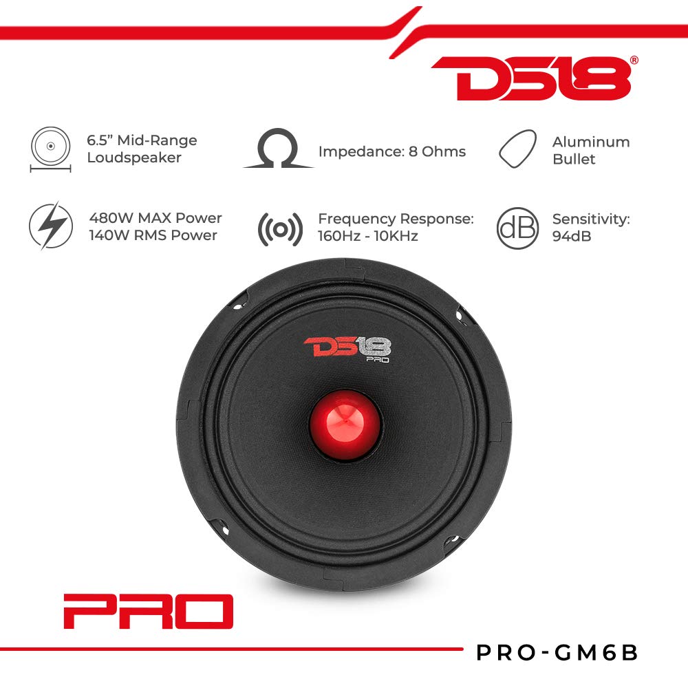 DS18 red aluminum bullet close-up protecting voice coil while enhancing midrange focus