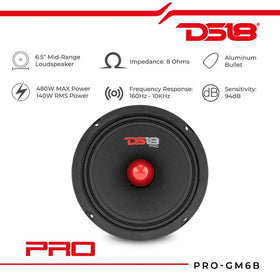 DS18 red aluminum bullet close-up protecting voice coil while enhancing midrange focus