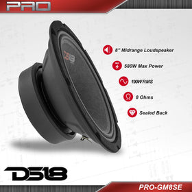 DS18 PRO-GM8SE cone and cloth surround close-up, improved tonal accuracy