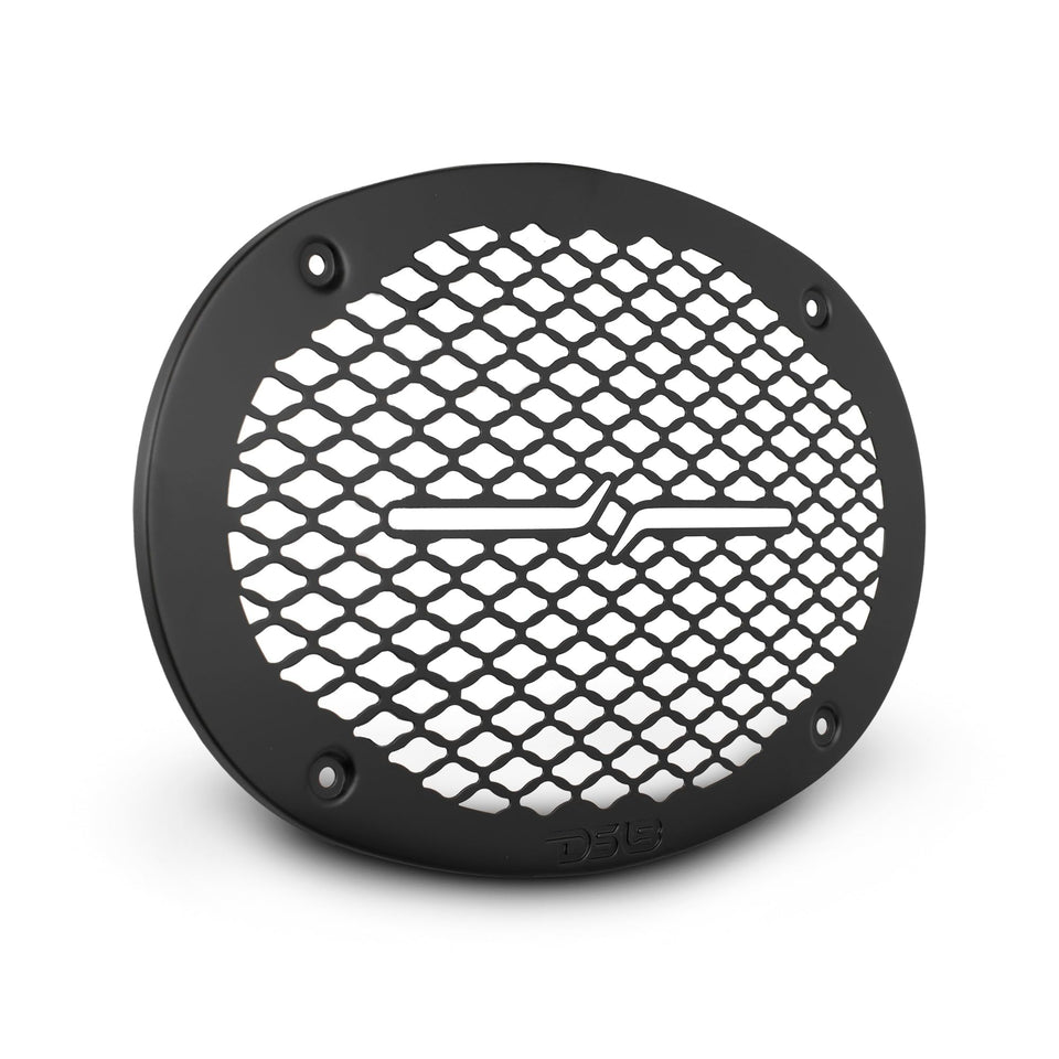 DS18 PRO-GRILL69MS front view with logo enhances style and protects your 6x9 speakers.