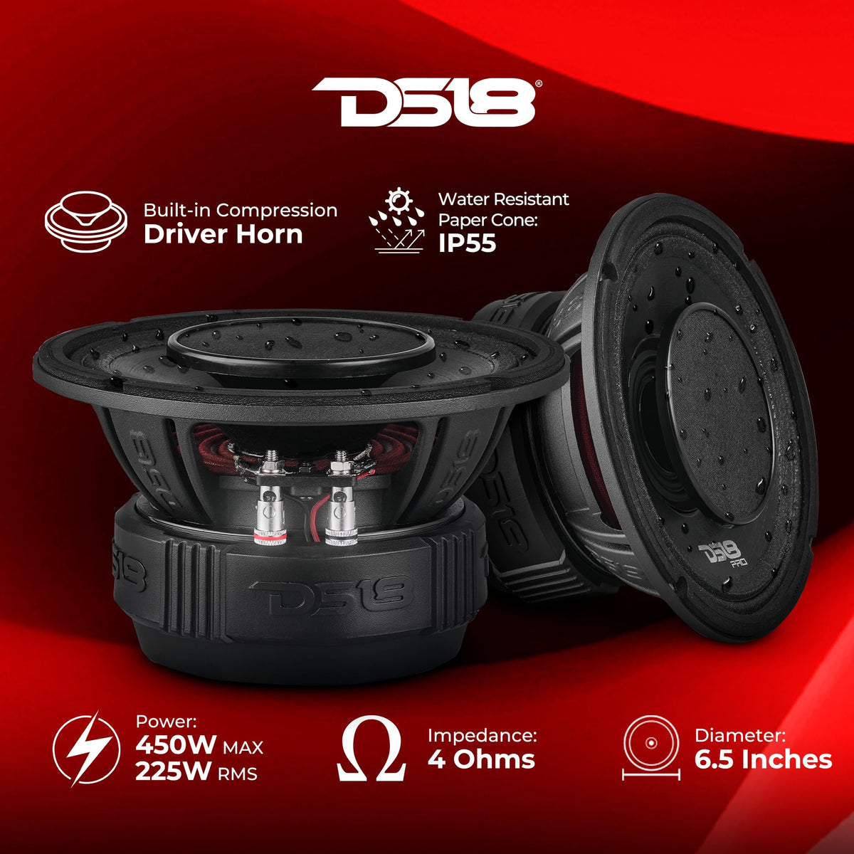 DS18 PRO-HY6.4B side profile highlights compact frame for tight spaces