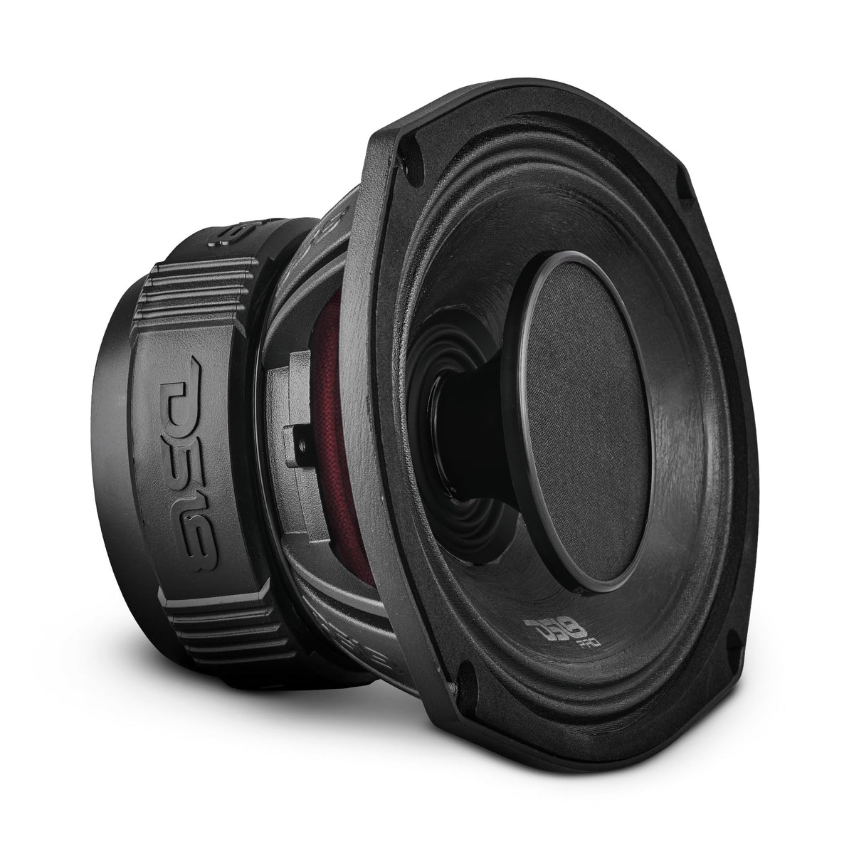 DS18 PRO-HY69.4B front view shows rugged midrange unit for motorcycles and outdoor audio.