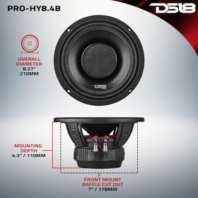 DS18 PRO-HY8.4B 4 Ohm impedance label and power details