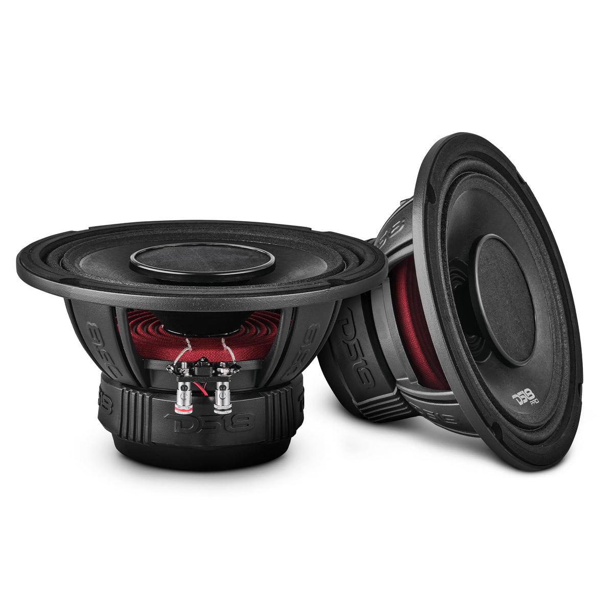 DS18 PRO-HY8.4B side view with woofer and rear driver assembly