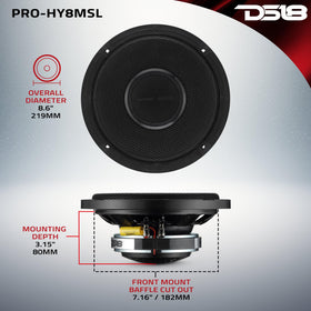 DS18 PRO-HY8MSL 200W RMS rating supports steady power delivery