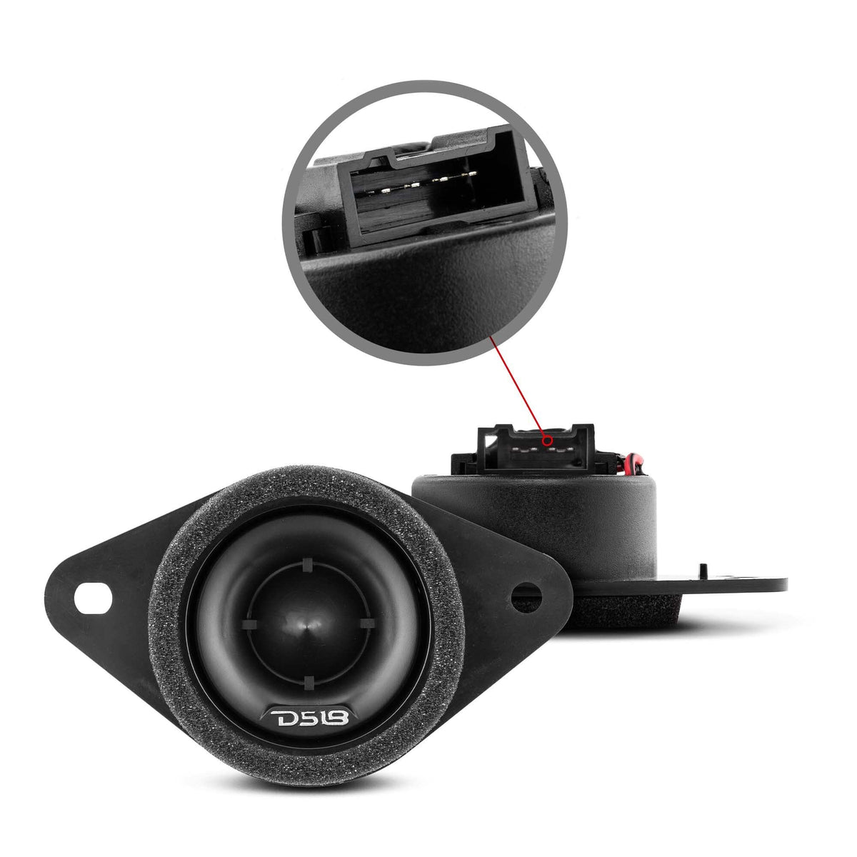 DS18 PRO-ST 1.9-inch tweeter front view for dash upgrade, compact design.