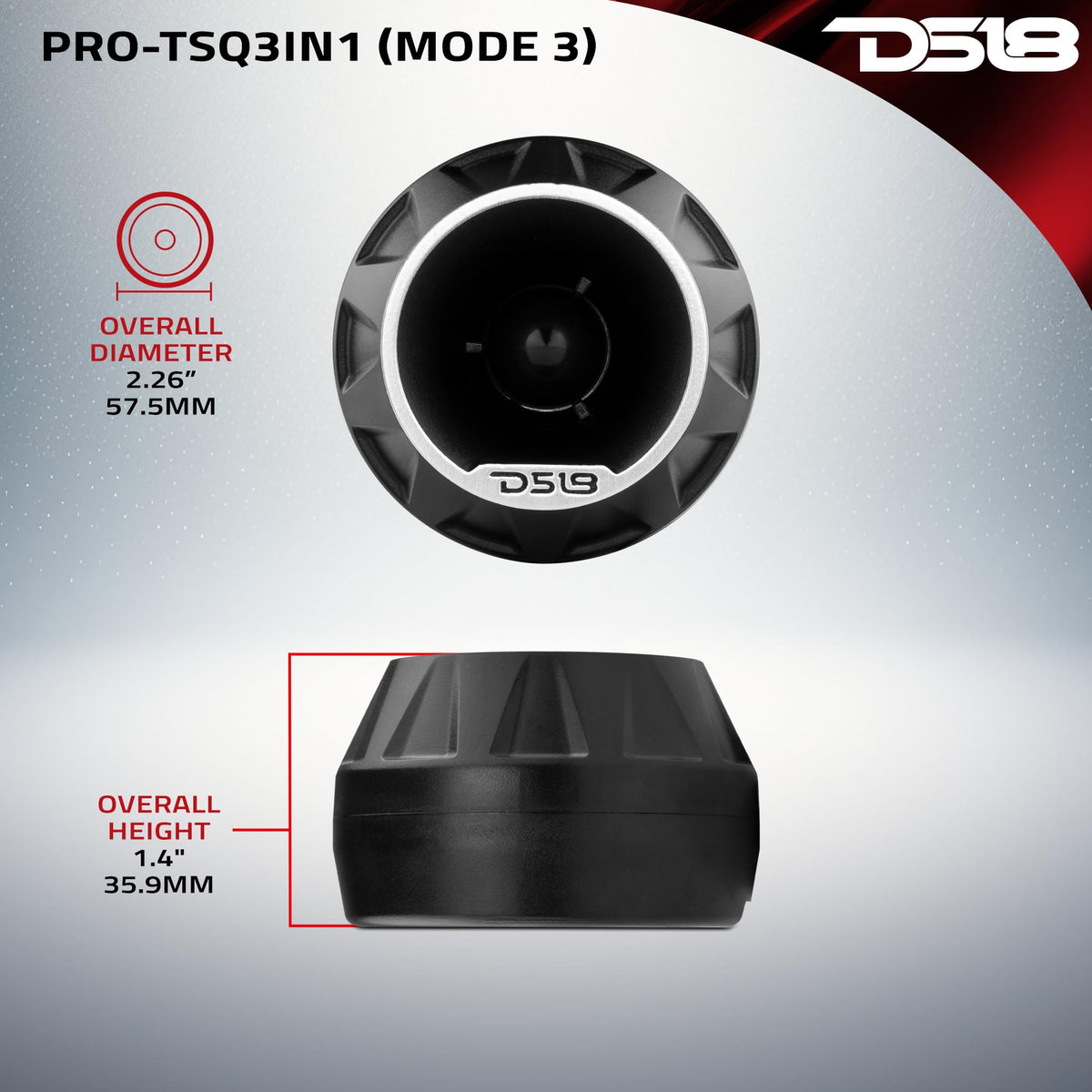 DS18 PRO-TSQ3IN1 supports up to 200W peak for dynamic audio signals
