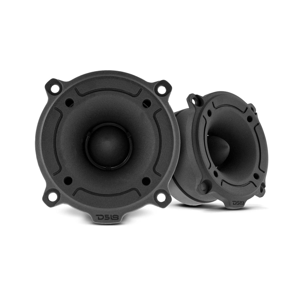 DS18 front view of PRO-TW120B tweeter showing compact housing and finish, improves system highs