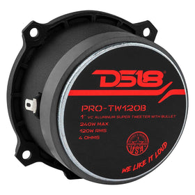 DS18 tweeters installed in a home stereo setup, enhances high-frequency detail and clarity