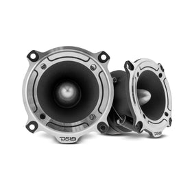 DS18 front profile of tweeter showing grille and polished bullet cap for precise high-frequency delivery