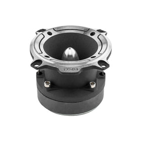 DS18 tweeter next to a coin size comparison showing compact form factor and flexible fit