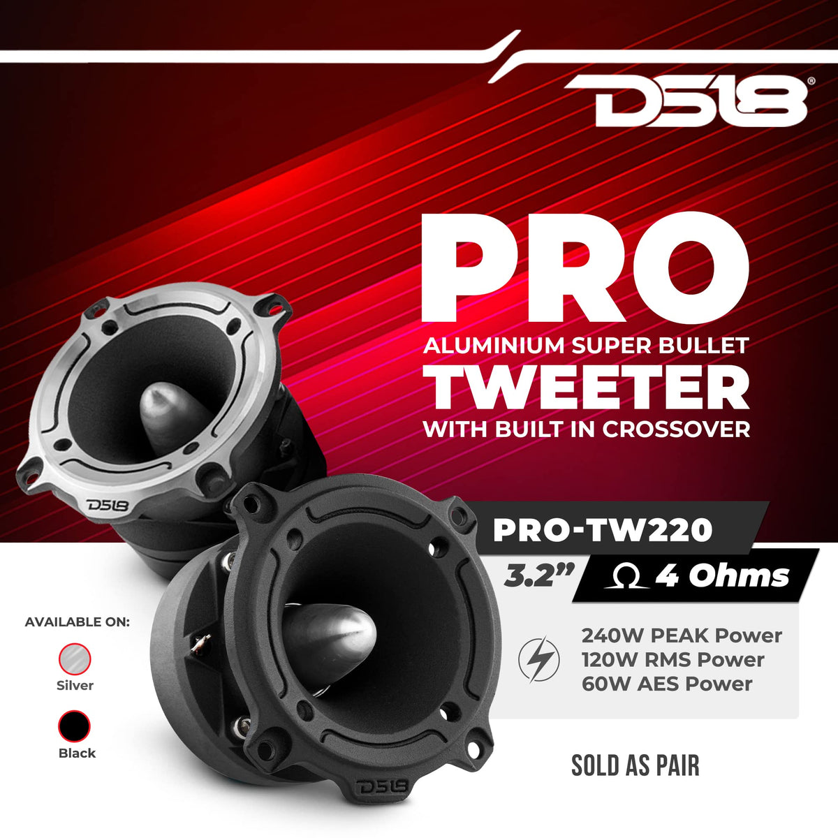 DS18 side mount close-up illustrating compact tweeter housing and easy installation advantage