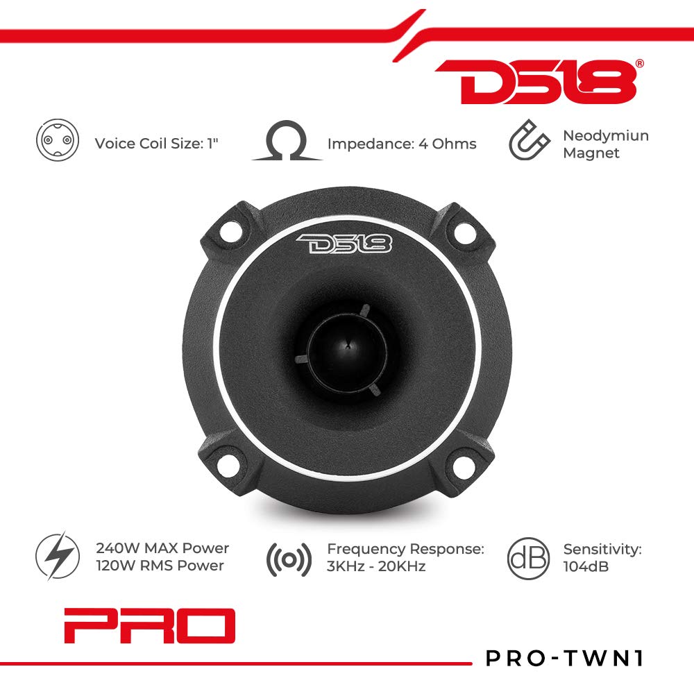 DS18 PRO-TWN1 close-up of titanium dome, ensures crisp treble detail