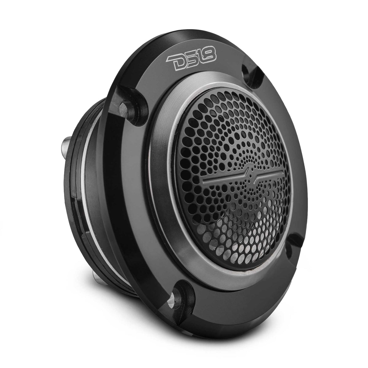 DS18 PRO-TWN4 front view showing grille and bullet dust cover, improves treble clarity