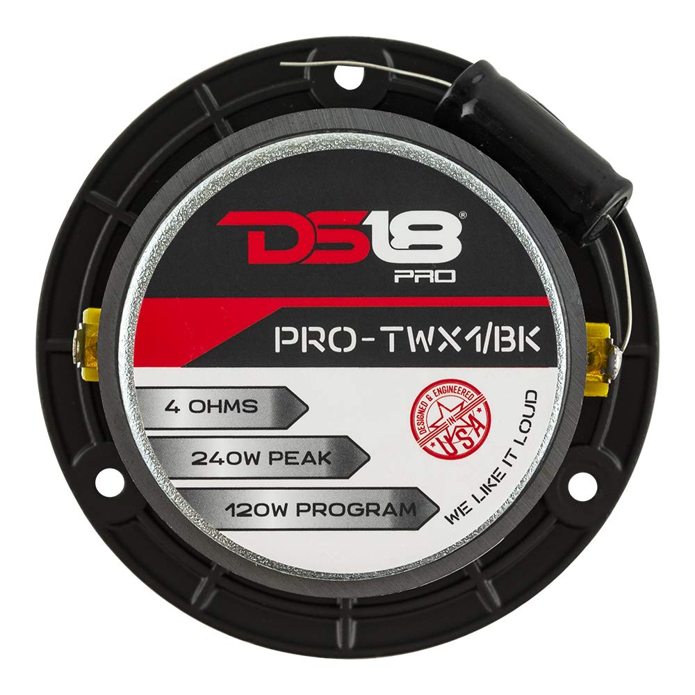 DS18 packaging and wiring display simplifies installation and includes built-in crossover