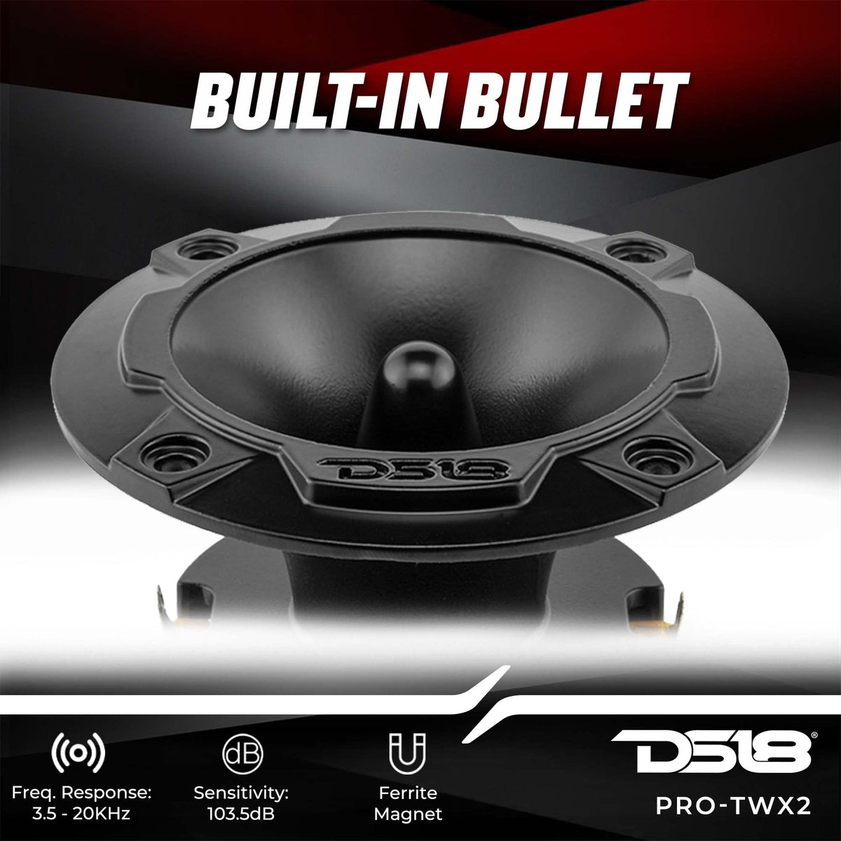 DS18 detailed shot of 1-inch aluminum voice coil for durable power handling