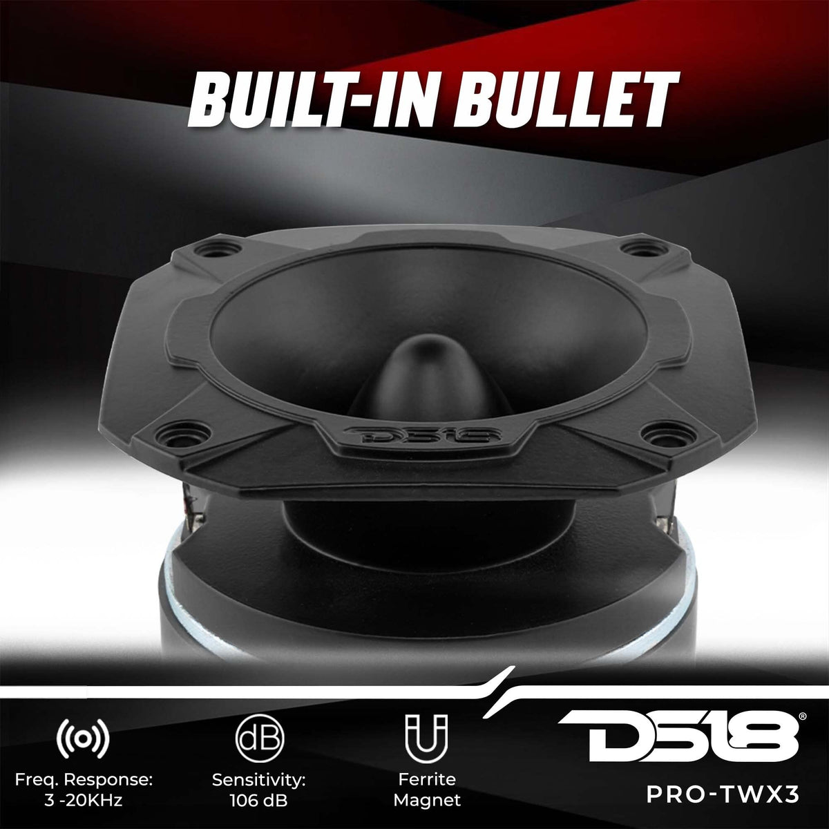 DS18 close-up titanium diaphragm detail for crisp high-frequency clarity