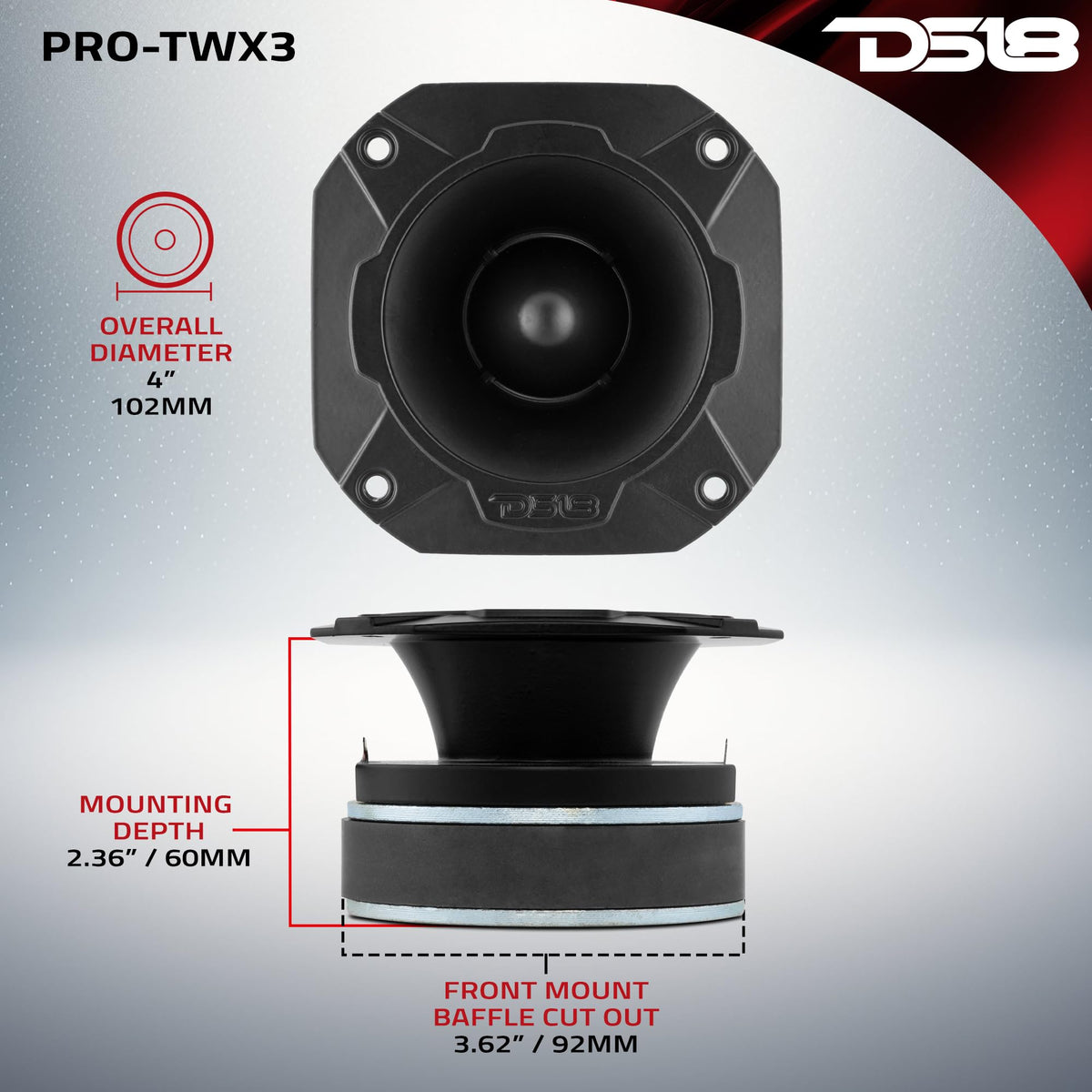 DS18 mounting dimensions diagram for easy installation planning
