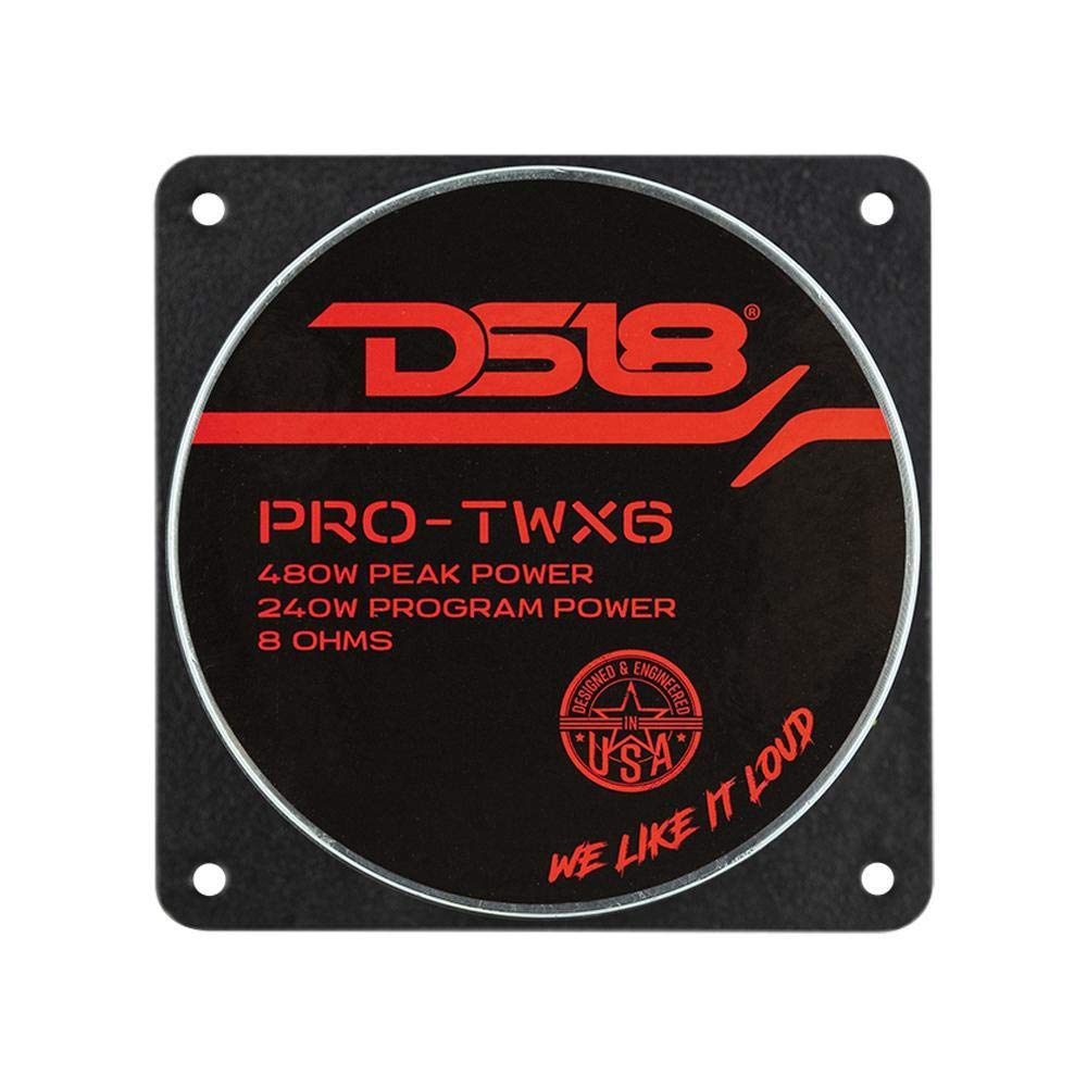 DS18 PRO-TWX6 packaging and label with power and impedance specs visible