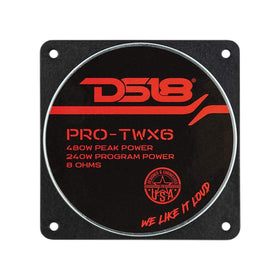 DS18 PRO-TWX6 packaging and label with power and impedance specs visible