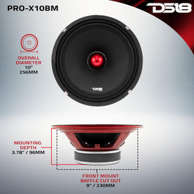 DS18 PRO-X10BM 10-inch midrange delivers balanced vocals and instrumentals.