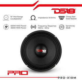 DS18 PRO-X10M 10-inch front view shows sturdy build for high volume