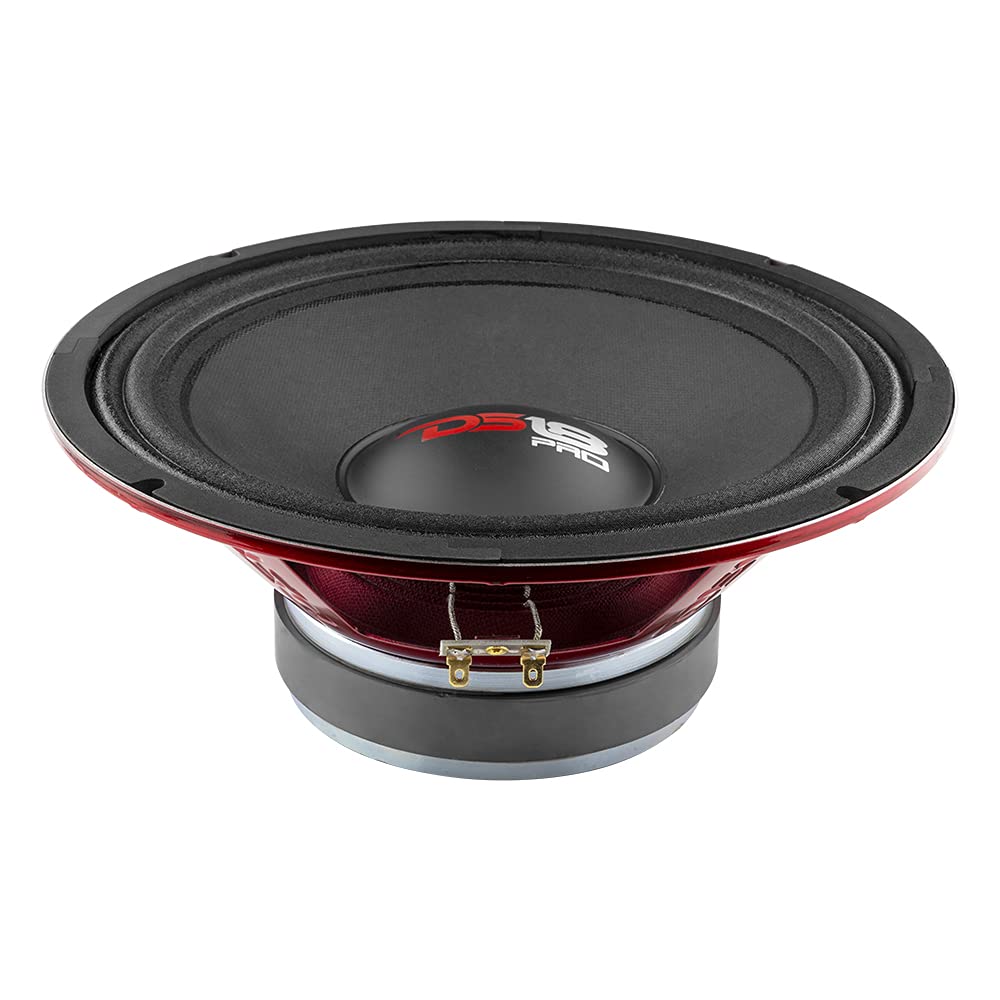 DS18 PRO-X10M 10-inch red steel basket front view for powerful car audio