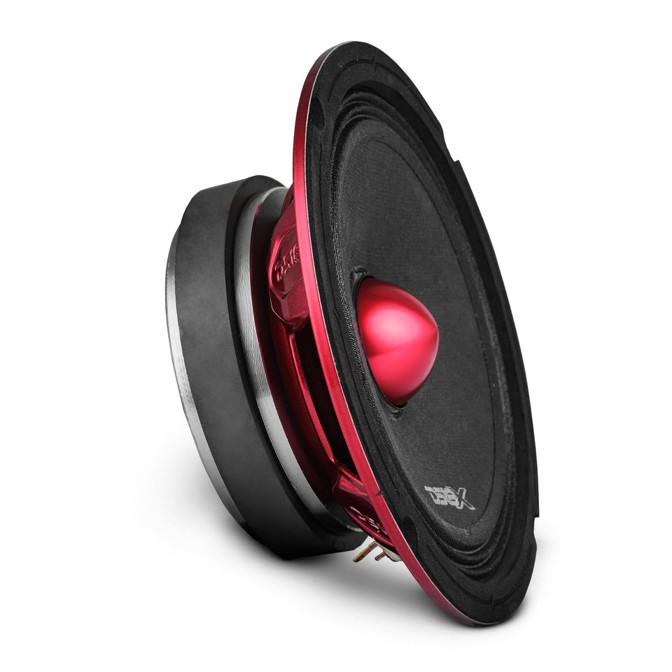 DS18 front view of speaker showing red bullet cap and clean cone for clear midrange