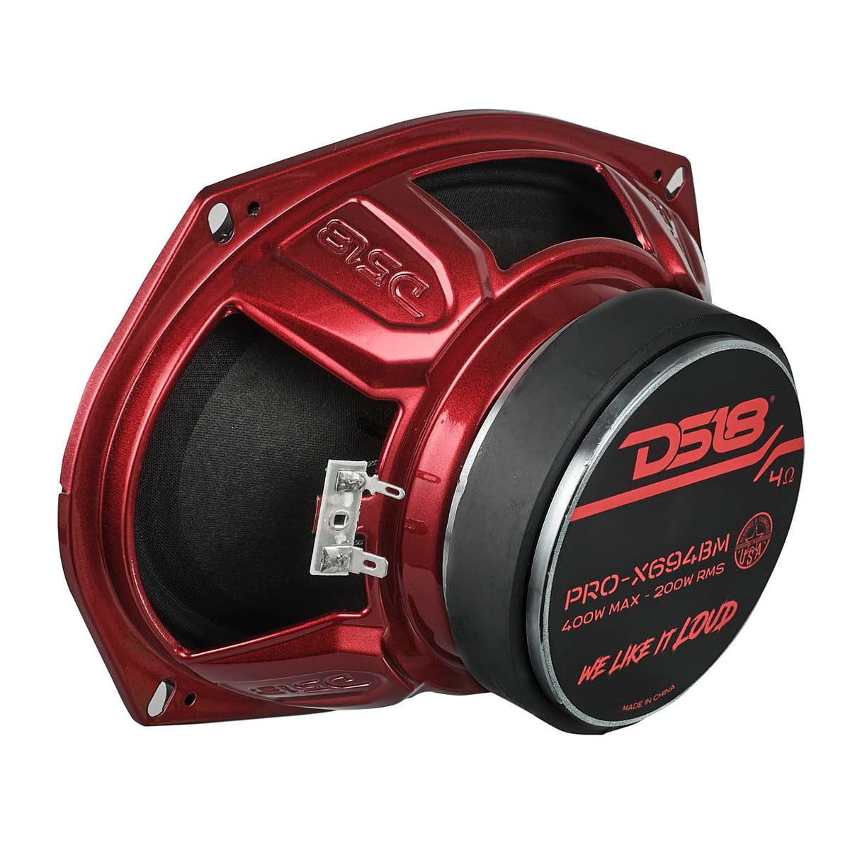 DS18 PRO-X694BM 98dB sensitivity enables louder output with smaller amps.