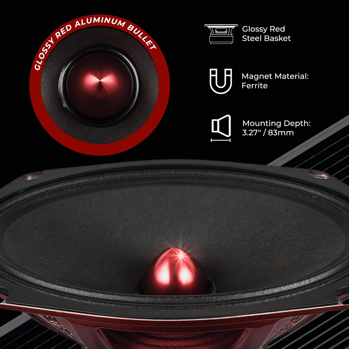 DS18 PRO-X694BM ferrite magnet assembly enhances power handling and dynamic punch.